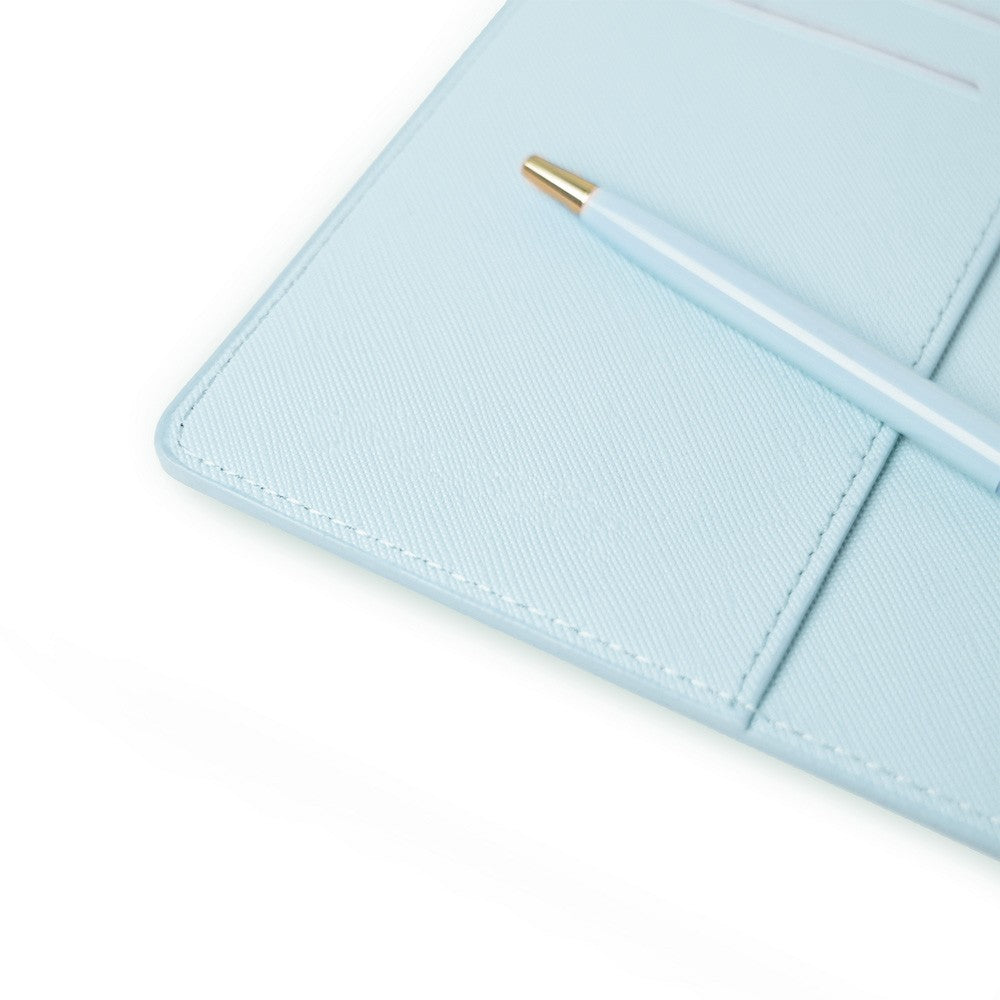 Set Agenda tip mapa cu pix, A5, 200 pagini, dictando, culoare albastru