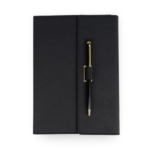 Set Agenda tip mapa cu pix, A5, 200 pagini, dictando, culoare negru