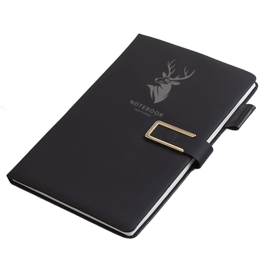 Agendă AristoNote A5 cu închidere magnetică, copertă din piele ecologică, culoare neagră – elegantă și practică pentru birou sau uz personal.