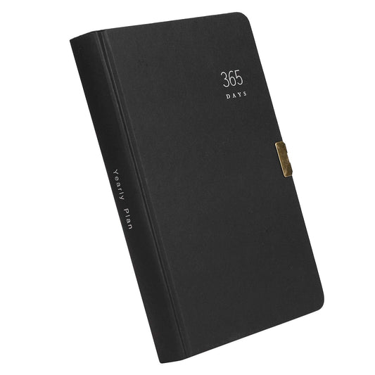 Agenda tip jurnal pentru 365 de zile, inchidere cu lacat, A5, pagini retro din hartie kraft, culoare negru